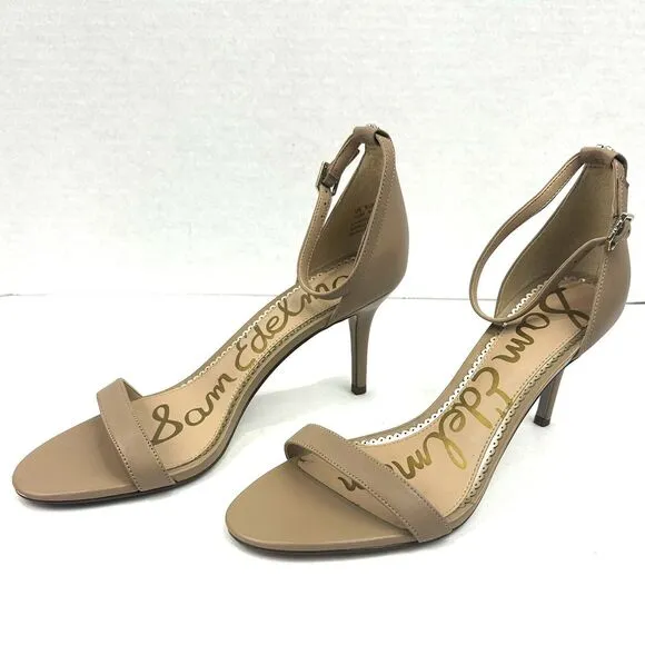 SAM EDELMAN PATTI WOMENS SZ 10M TAN LEATHER OPEN TOE KITTEN HEEL/SANDALS
