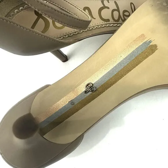 SAM EDELMAN PATTI WOMENS SZ 10M TAN LEATHER OPEN TOE KITTEN HEEL/SANDALS