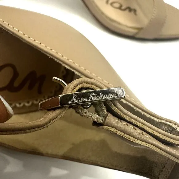 SAM EDELMAN PATTI WOMENS SZ 10M TAN LEATHER OPEN TOE KITTEN HEEL/SANDALS