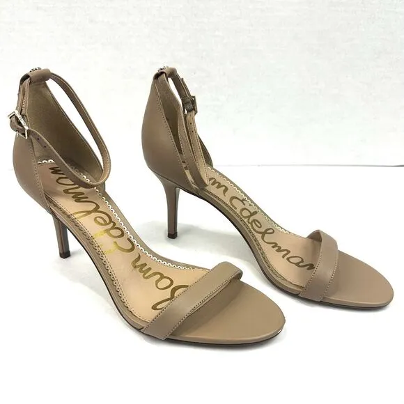 SAM EDELMAN PATTI WOMENS SZ 10M TAN LEATHER OPEN TOE KITTEN HEEL/SANDALS