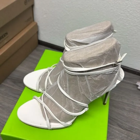 Sam Edelman Sareena White Stiletto Heel Open Toe Ankle Strap Heeled Sandals