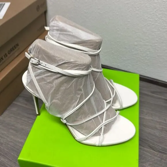 Sam Edelman Sareena White Stiletto Heel Open Toe Ankle Strap Heeled Sandals