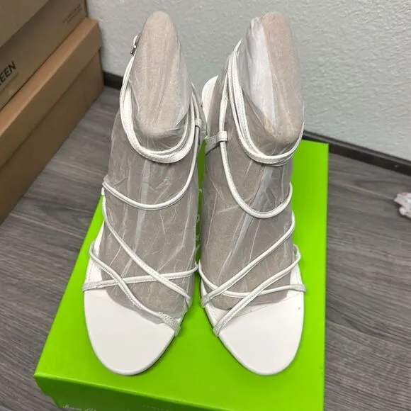 Sam Edelman Sareena White Stiletto Heel Open Toe Ankle Strap Heeled Sandals