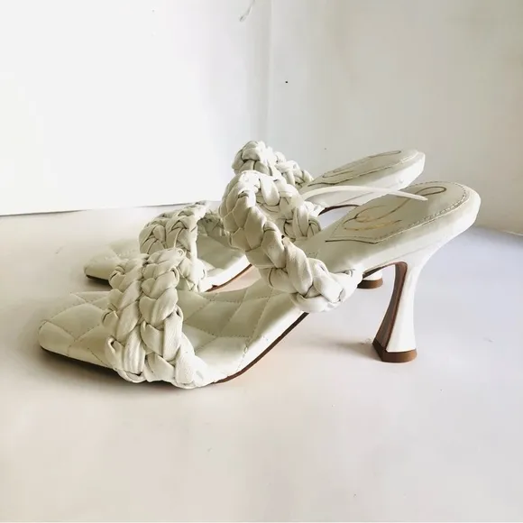 Sam Edelman Women's Meghan White Braided Straps Square Toe Heels Sandals Size  8