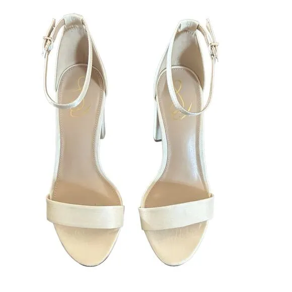 Sam Edelman Yaro Pearl Ivory Satin Dress Heels Elegant Sandals NEW Size 10 WIDE