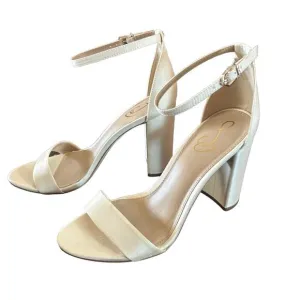 Sam Edelman Yaro Pearl Ivory Satin Dress Heels Elegant Sandals NEW Size 10 WIDE