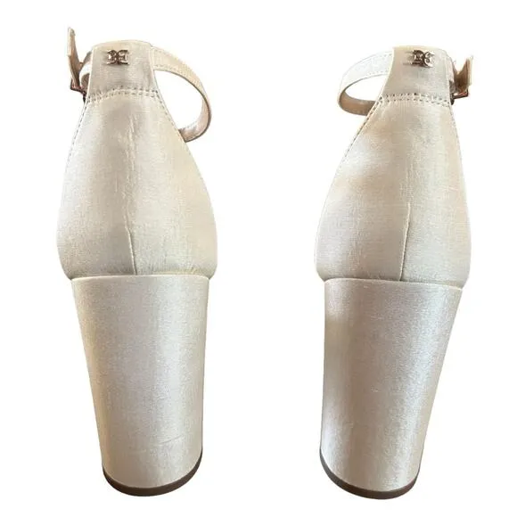 Sam Edelman Yaro Pearl Ivory Satin Dress Heels Elegant Sandals NEW Size 10 WIDE