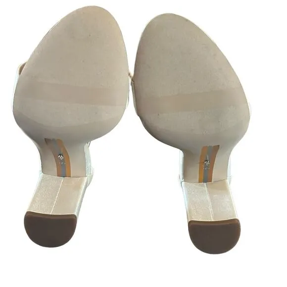 Sam Edelman Yaro Pearl Ivory Satin Dress Heels Elegant Sandals NEW Size 10 WIDE