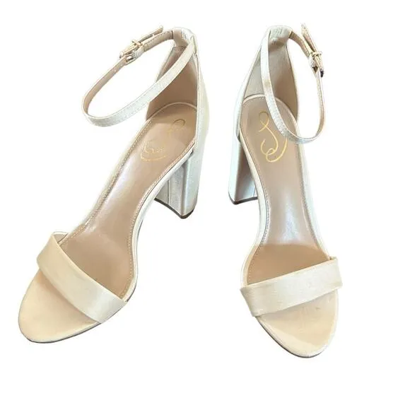 Sam Edelman Yaro Pearl Ivory Satin Dress Heels Elegant Sandals NEW Size 10 WIDE