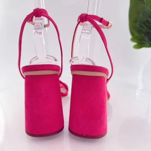 Sam Edelman Womens Kia Sandals Block Heel Strappy Pink Suede Square Toe Size 10