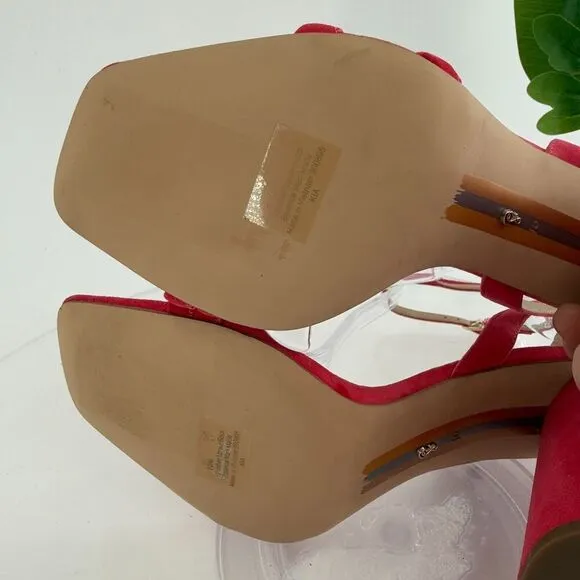 Sam Edelman Womens Kia Sandals Block Heel Strappy Pink Suede Square Toe Size 10