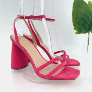 Sam Edelman Womens Kia Sandals Block Heel Strappy Pink Suede Square Toe Size 10