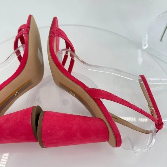 Sam Edelman Womens Kia Sandals Block Heel Strappy Pink Suede Square Toe Size 10