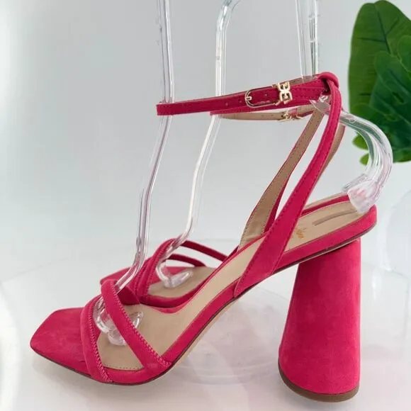 Sam Edelman Womens Kia Sandals Block Heel Strappy Pink Suede Square Toe Size 10