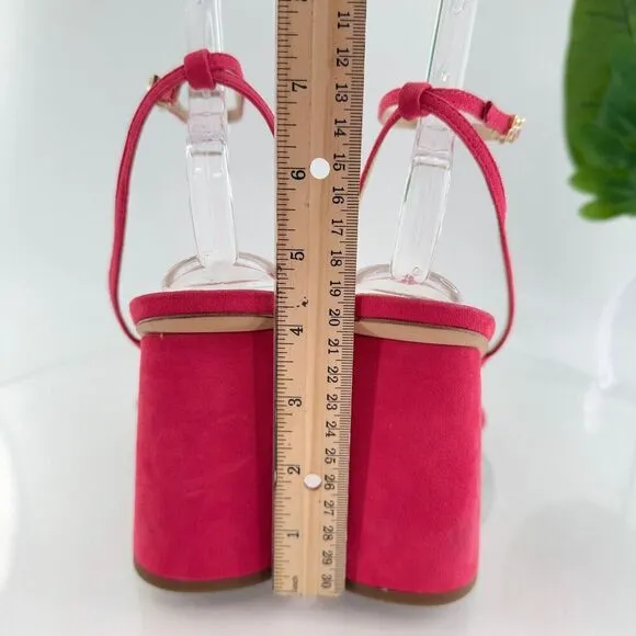 Sam Edelman Womens Kia Sandals Block Heel Strappy Pink Suede Square Toe Size 10