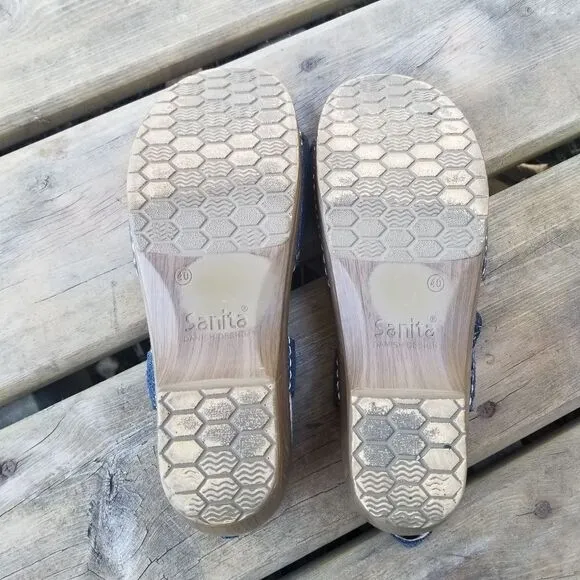 Sanita Daisy Davia Navy Blue Snakeskin Embossed Leather 2 Strap Buckle Sandals