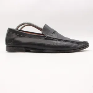 Santoni Loafer Black Leather Men's Size 10.5 D Dress Shoes Slip On