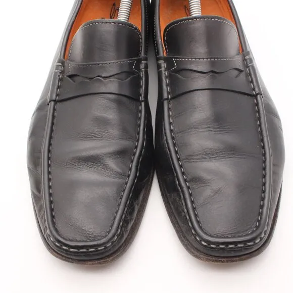 Santoni Loafer Black Leather Men's Size 10.5 D Dress Shoes Slip On