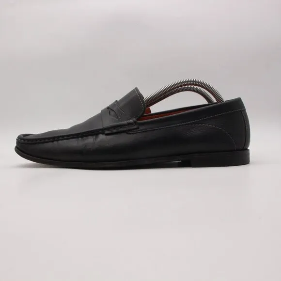 Santoni Loafer Black Leather Men's Size 10.5 D Dress Shoes Slip On