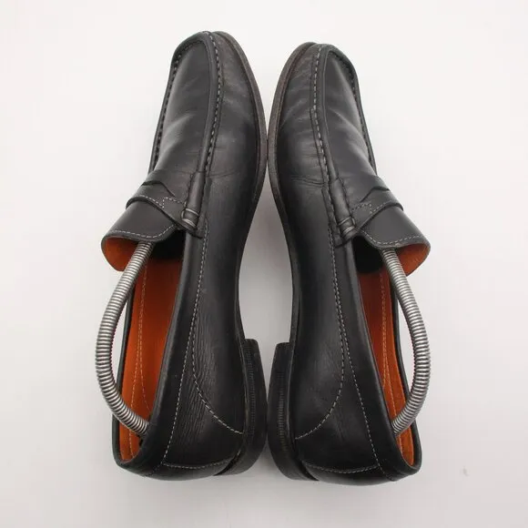 Santoni Loafer Black Leather Men's Size 10.5 D Dress Shoes Slip On