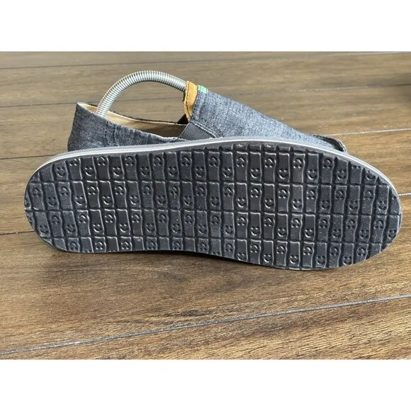 Sanuk Pick Pocket Hemp Black Slip on Shoes Mens Size 8 -NEW- 1107357