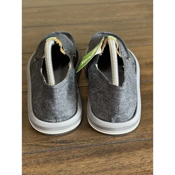 Sanuk Pick Pocket Hemp Black Slip on Shoes Mens Size 8 -NEW- 1107357