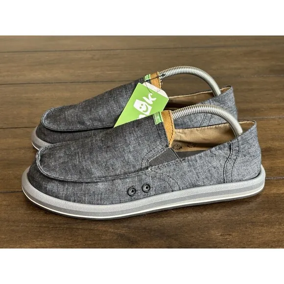 Sanuk Pick Pocket Hemp Black Slip on Shoes Mens Size 8 -NEW- 1107357