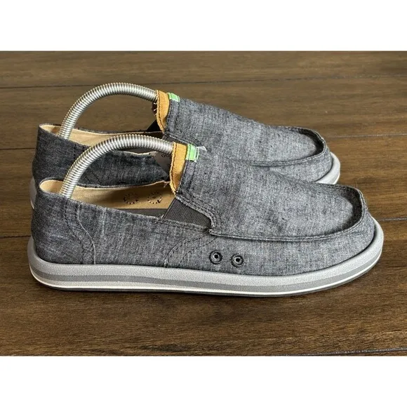 Sanuk Pick Pocket Hemp Black Slip on Shoes Mens Size 8 -NEW- 1107357
