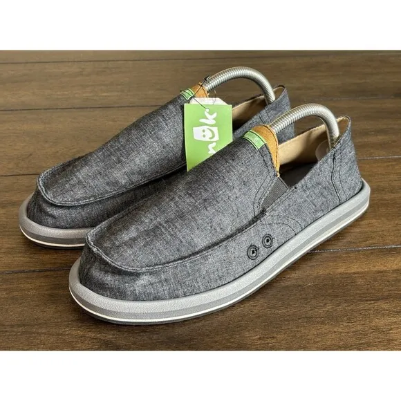 Sanuk Pick Pocket Hemp Black Slip on Shoes Mens Size 8 -NEW- 1107357