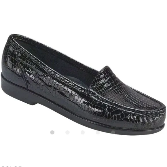 SAS Black Croc Print Loafer Shoes Size 9 AAA