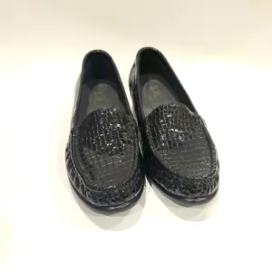SAS Black Croc Print Loafer Shoes Size 9 AAA