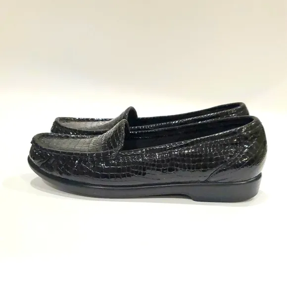 SAS Black Croc Print Loafer Shoes Size 9 AAA