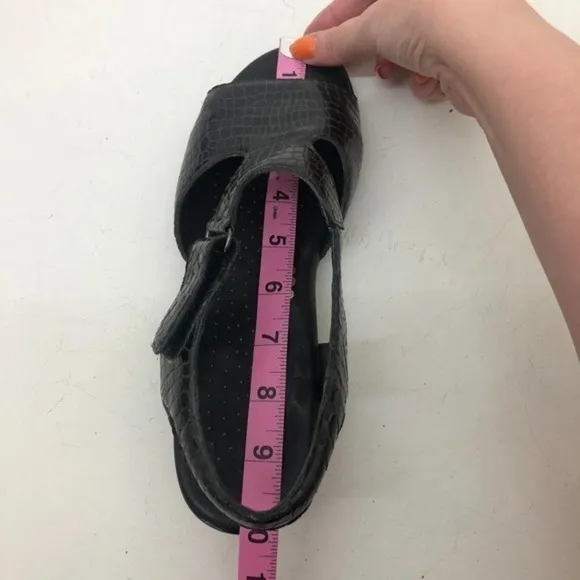SAS black croc suntimer leather open toe sandals