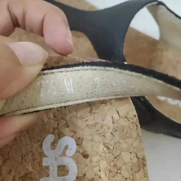 SAS Marina Leather Thong Wedge Sandals Size 7.5 W