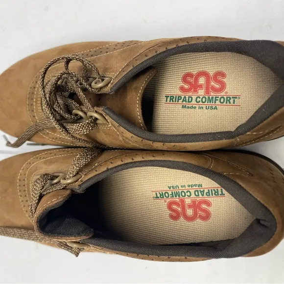 SAS Walk Easy Shoes Women's 9.5N Brown Nubuck Leather Low Comfort Walking