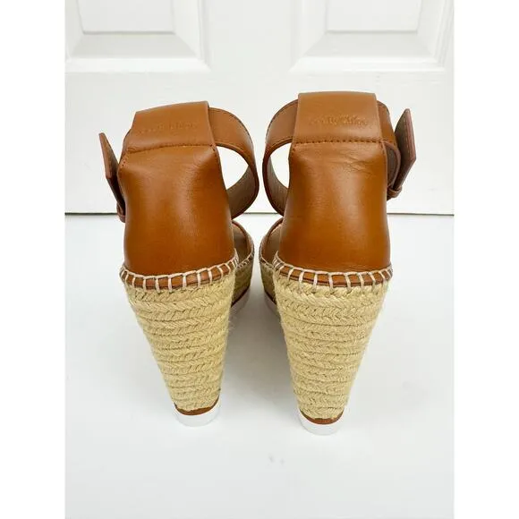SEE BY CHLOE GLYN LEATHER WEDGE ESPADRILLE SANDALS