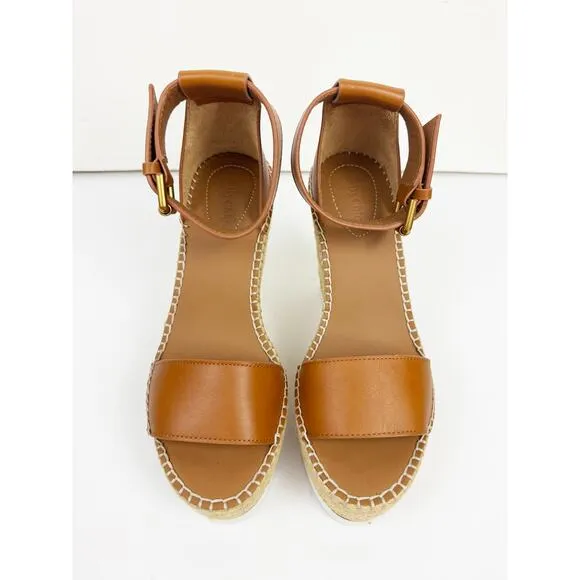 SEE BY CHLOE GLYN LEATHER WEDGE ESPADRILLE SANDALS