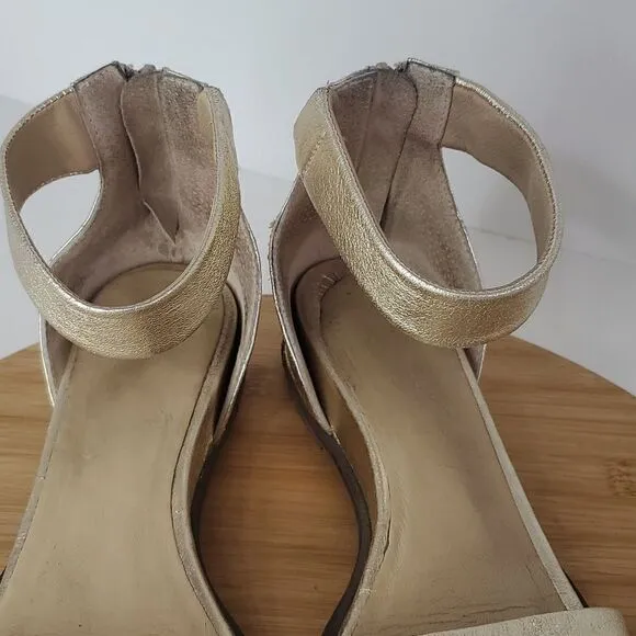 Seychelles Skipper Strapped Metallic Gold Leather Sandals Women's Size 9