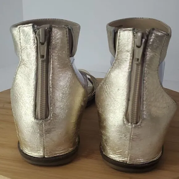 Seychelles Skipper Strapped Metallic Gold Leather Sandals Women's Size 9