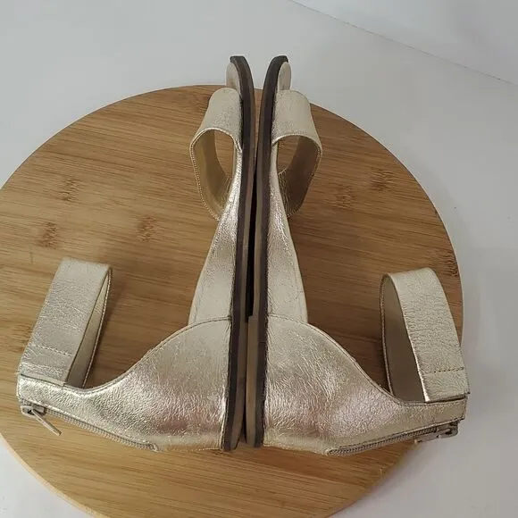 Seychelles Skipper Strapped Metallic Gold Leather Sandals Women's Size 9