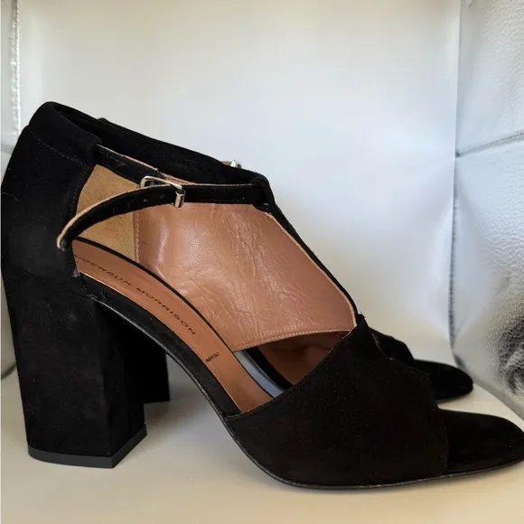 Sigerson Morrison Black Suede Heeled Sandals
