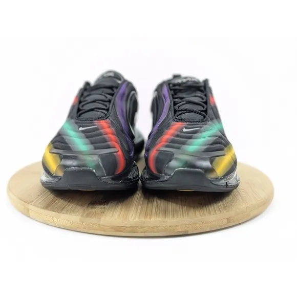 Size 12 Nike Air Max 720 Mens Shoes Black Neon Streaks Athletic Sneakers