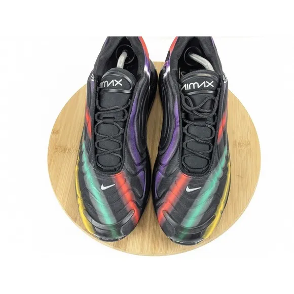 Size 12 Nike Air Max 720 Mens Shoes Black Neon Streaks Athletic Sneakers