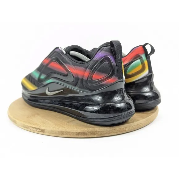 Size 12 Nike Air Max 720 Mens Shoes Black Neon Streaks Athletic Sneakers