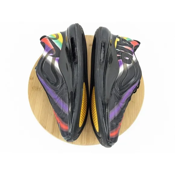 Size 12 Nike Air Max 720 Mens Shoes Black Neon Streaks Athletic Sneakers