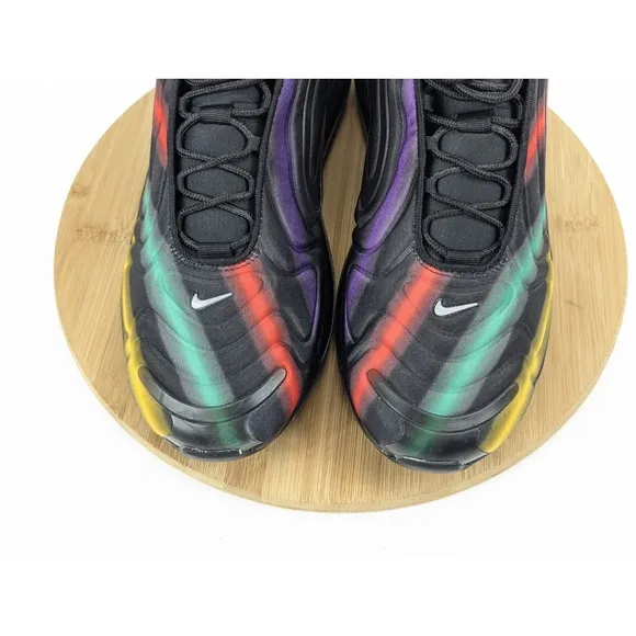 Size 12 Nike Air Max 720 Mens Shoes Black Neon Streaks Athletic Sneakers
