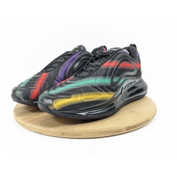 Size 12 Nike Air Max 720 Mens Shoes Black Neon Streaks Athletic Sneakers