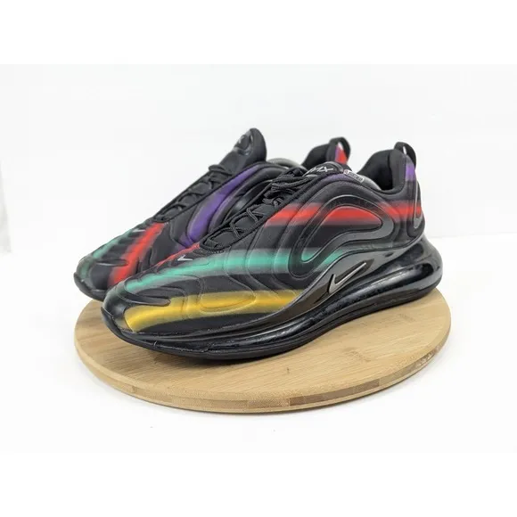 Size 12 Nike Air Max 720 Mens Shoes Black Neon Streaks Athletic Sneakers