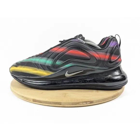 Size 12 Nike Air Max 720 Mens Shoes Black Neon Streaks Athletic Sneakers