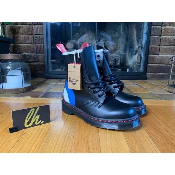 Size 5 W EUR 36 Dr Martens X The Who “Target Black” Leather Boots 1460